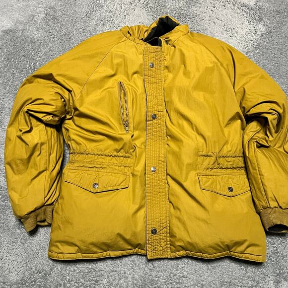 Triple Fat Goose Coat Mens Small Black Yellow Goose Down Puffer Jacket Hooded - Picture 7 of 8